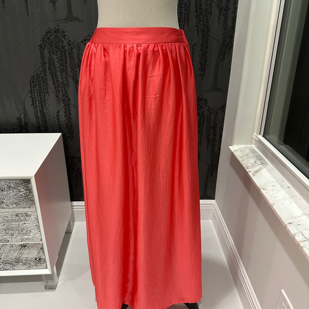 Elegant Coral Maxi Skirt